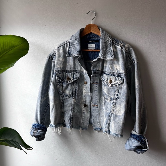 KSUBI DISTRESSED CROPPED ACID WASH DENIM JACKET⛓️ - Picture 1 of 6